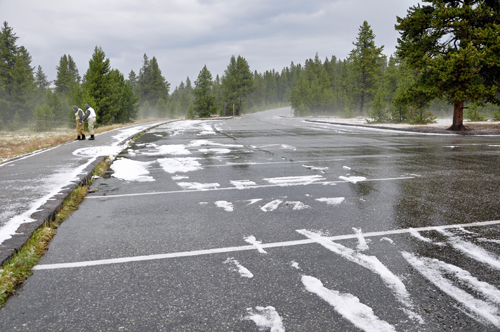 hail storm at Yellowstone National Park